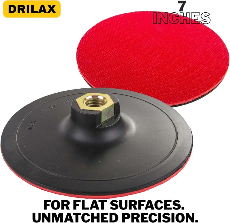 DRILAX 7 Inch Hook and Loop Backing Pad | Rigid, Low-Profile Design with Wrench Mounts | 5/8"-11 Thread for Flat Surface Grinding, Sanding & Polishing | Fits Dewalt & Major Tools - Image 2